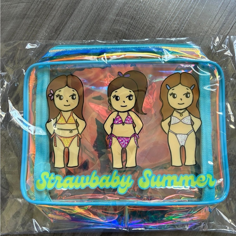 Strawberry Milk Mob Holographic Cosmetic Bag